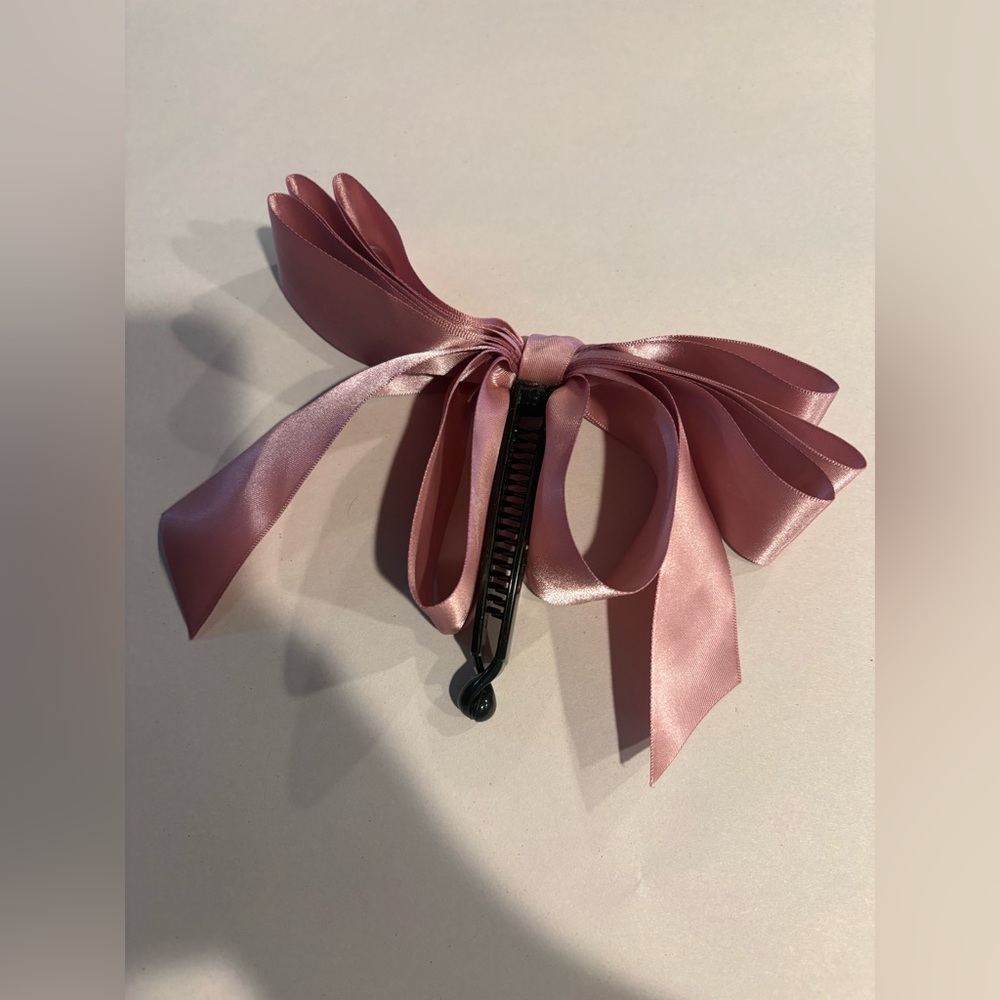 Andi Pink Satin Bow Hair Clip